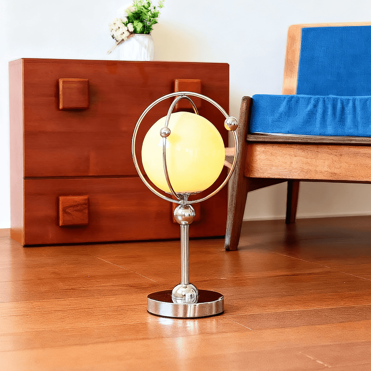 Orb Cage Table Lamp – Modern Metal & Glass Desk Lamp for Bedroom, Living Room