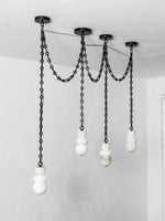 Orba Chain Chandelier with Alabaster Orbs – Modern Cascading Pendant Light