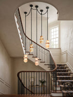 Orba Chain Chandelier with Alabaster Orbs – Modern Cascading Pendant Light