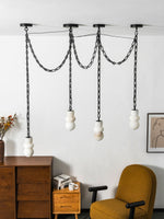 Orba Chain Chandelier with Alabaster Orbs – Modern Cascading Pendant Light