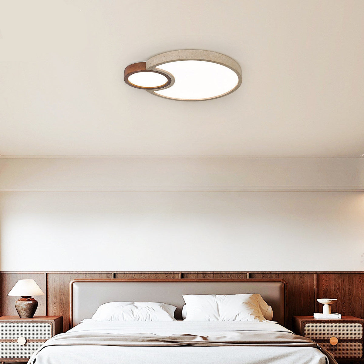 Orba Travertine Ceiling Light – Natural Stone LED Flush Mount