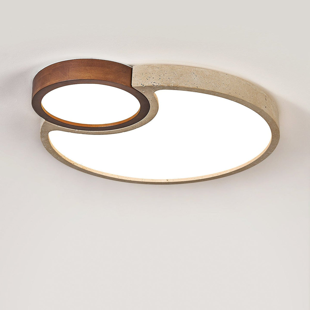 Orba Travertine Ceiling Light – Natural Stone LED Flush Mount