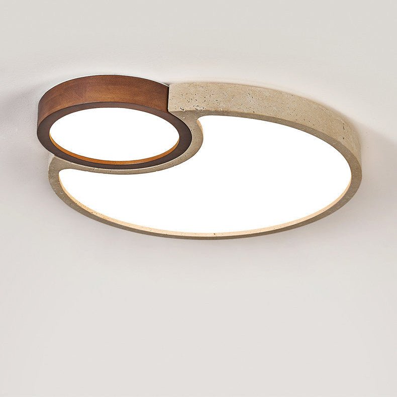Orba Travertine Ceiling Light – Natural Stone LED Flush Mount