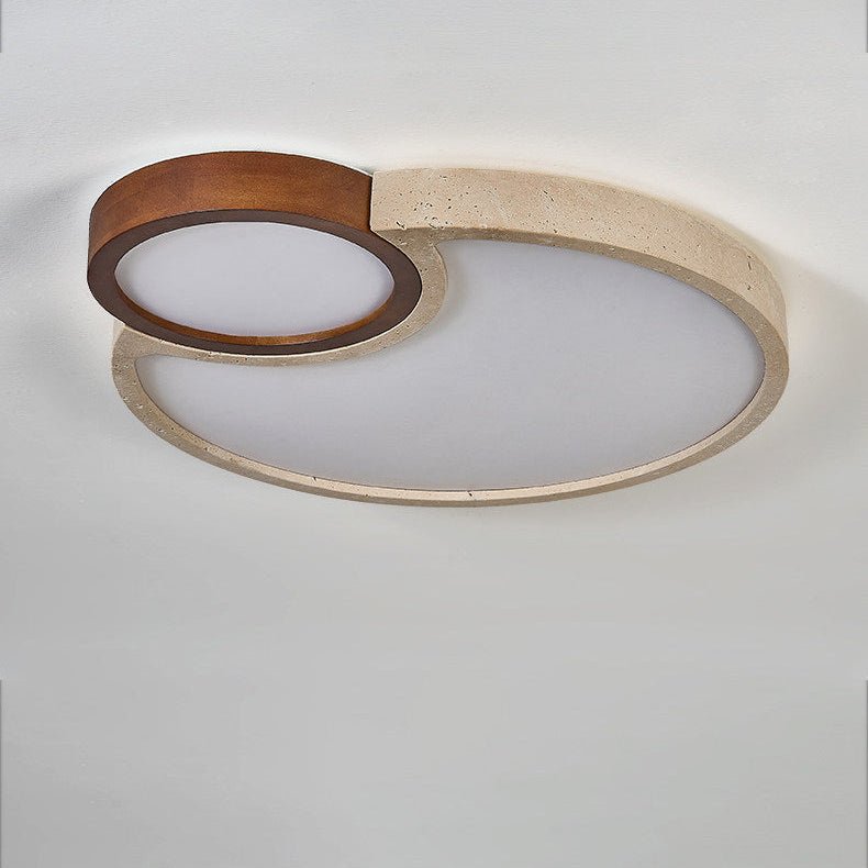 Orba Travertine Ceiling Light – Natural Stone LED Flush Mount