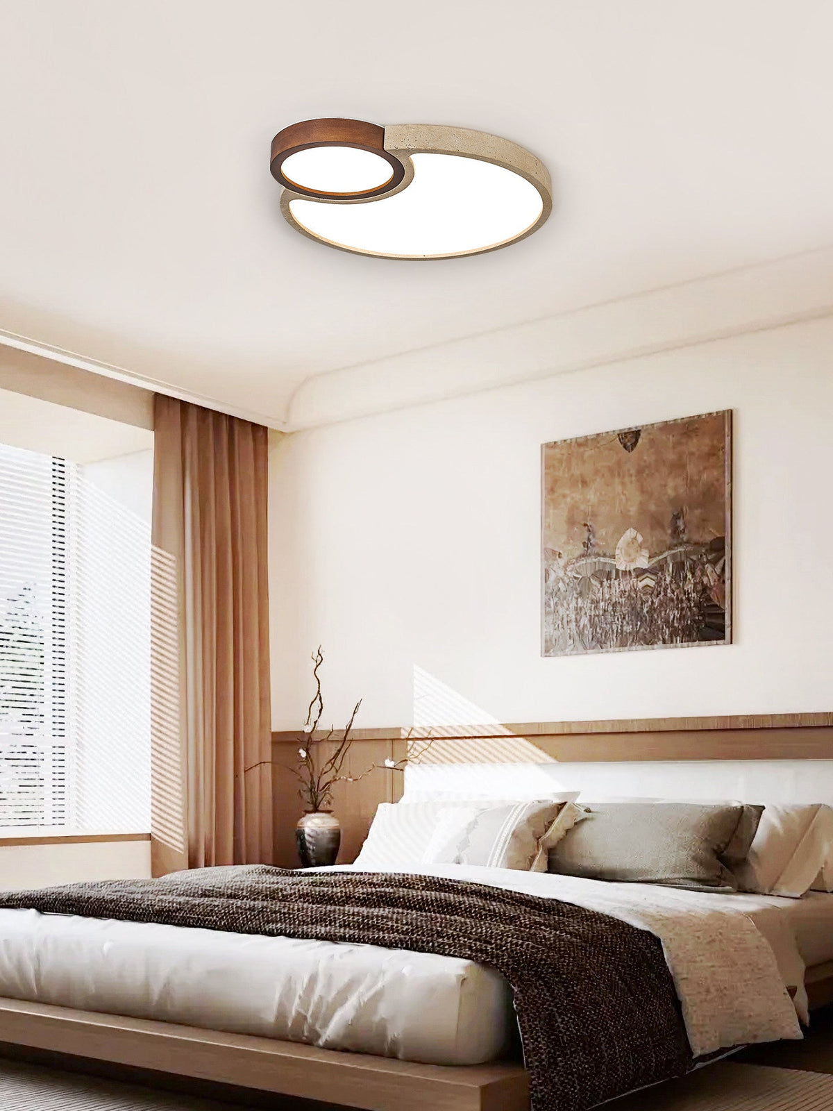 Orba Travertine Ceiling Light – Natural Stone LED Flush Mount