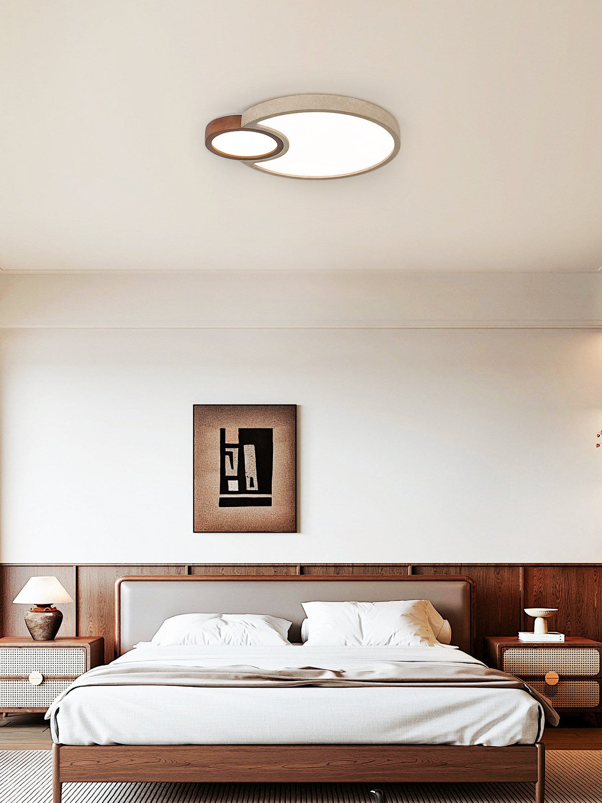 Orba Travertine Ceiling Light – Natural Stone LED Flush Mount