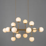 Orbelis Globe Chandelier – Modern Linear Pendant Light with Opal Glass Globes