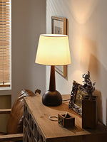 Orben Wood Table Lamp – Modern Walnut Bedside Lamp with Fabric Shade