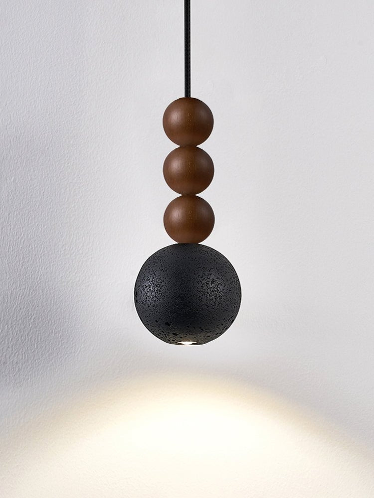 Orbio Sphere Pendant Light — Walnut & Black Travertine Ceiling Lamp