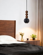 Orbio Sphere Pendant Light — Walnut & Black Travertine Ceiling Lamp