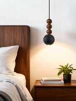 Orbio Sphere Pendant Light — Walnut & Black Travertine Ceiling Lamp