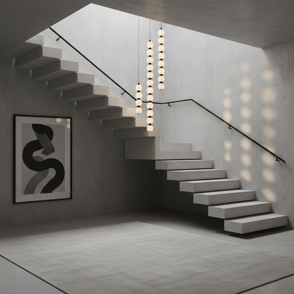Orbique Alabaster Pendant Light – Modern Vertical LED Chandelier