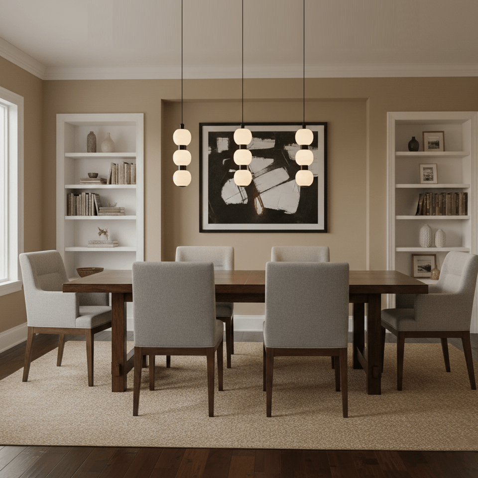 Orbique Alabaster Pendant Light – Modern Vertical LED Chandelier
