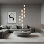 Orbique Alabaster Pendant Light – Modern Vertical LED Chandelier