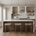 Orbique Alabaster Pendant Light – Modern Vertical LED Chandelier