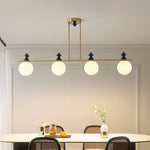 Orbis Quartet Linear Semi-Flush Ceiling Light in Brass and Walnut