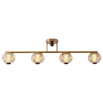 Orbis Quartet Linear Semi-Flush Ceiling Light in Brass and Walnut