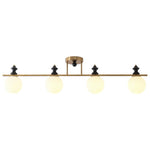Orbis Quartet Linear Semi-Flush Ceiling Light in Brass and Walnut