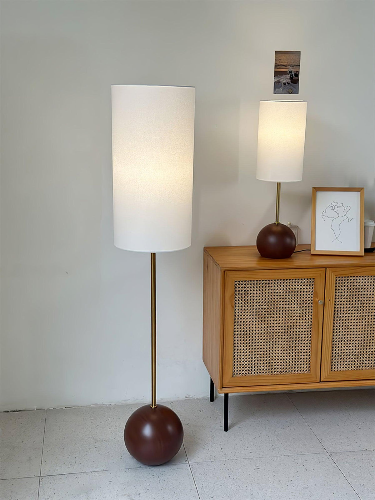 Orbis Wooden Sphere Floor Lamp