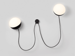 Orbit Dual Globe Wall Sconce in Opal Glass and Black Metal