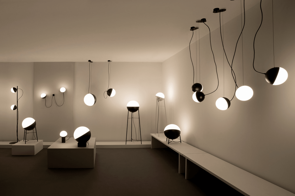Orbit Dual Globe Wall Sconce in Opal Glass and Black Metal