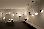 Orbit Dual Globe Wall Sconce in Opal Glass and Black Metal