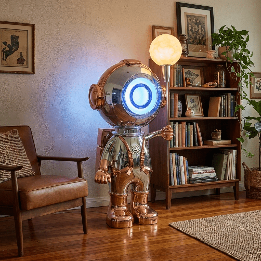 Orbit Explorer Sculptural LED Floor Lamp with Chrome Finish