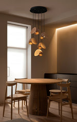 Orbit Fold Wood Pendant Light – Modern Nordic LED Hanging Lamp for Dining and Kitchen