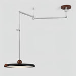 Orbit Line Swing Arm Pendant Light – Modern LED Ceiling Lamp with Wood Accents