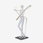 Orbit Muse Sculpture Floor Lamp with Marble Base and Gold Accent