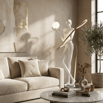 Orbit Muse Sculpture Floor Lamp with Marble Base and Gold Accent