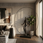 Orbit Swing Sculpture – Matte Black Figurative Art Piece for Modern Interiors