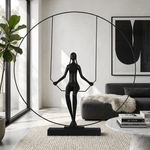 Orbit Swing Sculpture – Matte Black Figurative Art Piece for Modern Interiors