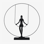 Orbit Swing Sculpture – Matte Black Figurative Art Piece for Modern Interiors