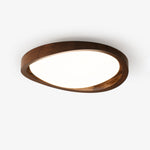 Walnut Curved Edge Ceiling Light – Modern Flush Mount LED Fixture
