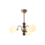 Orbital Curve Chandelier – Modern Walnut & Glass Pendant Light for Dining Room