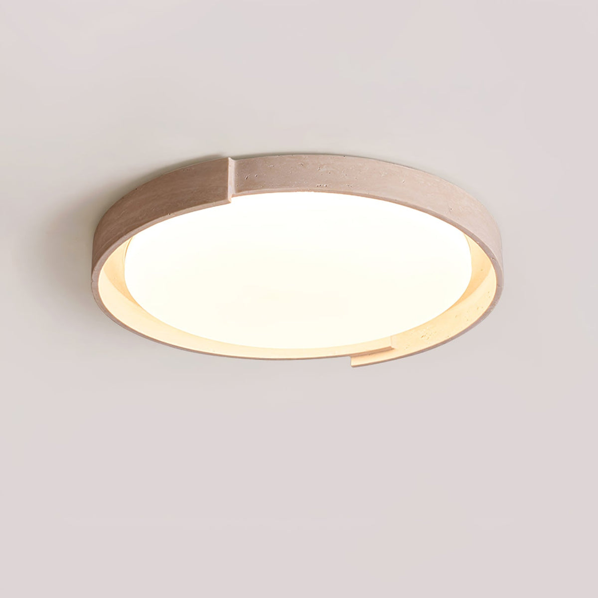 Orbital Edge Flush Mount Ceiling Light in Yellow Travertine