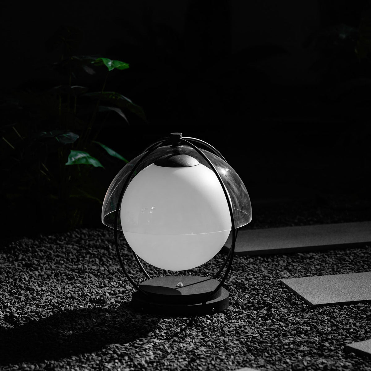 Orbital Globe Outdoor Table Lamp – Modern Sphere LED Patio Light