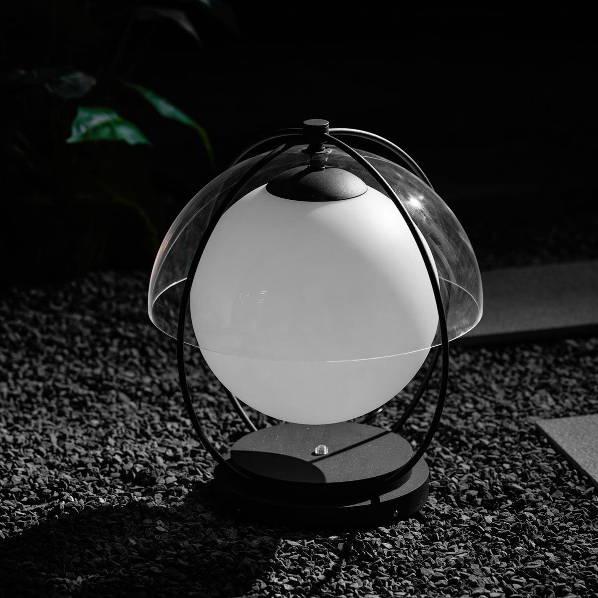 Orbital Globe Outdoor Table Lamp – Modern Sphere LED Patio Light