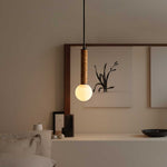 Lestro Designer Pendant Light with Leather Stem and Opal Glass Shade