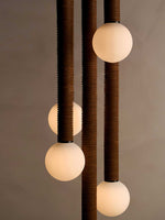 Lestro Designer Pendant Light with Leather Stem and Opal Glass Shade