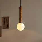 Lestro Designer Pendant Light with Leather Stem and Opal Glass Shade
