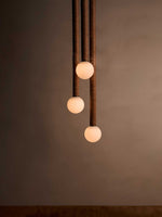 Lestro Designer Pendant Light with Leather Stem and Opal Glass Shade
