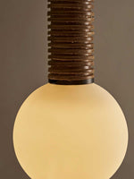Lestro Designer Pendant Light with Leather Stem and Opal Glass Shade