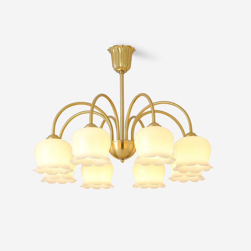 Orchids Brass Chandelier – Modern Floral Pendant Light for Dining Room