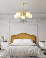 Orchids Brass Chandelier – Modern Floral Pendant Light for Dining Room