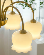 Orchids Brass Chandelier – Modern Floral Pendant Light for Dining Room