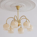Orchids Brass Chandelier – Modern Floral Pendant Light for Dining Room