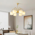 Orchids Brass Chandelier – Modern Floral Pendant Light for Dining Room