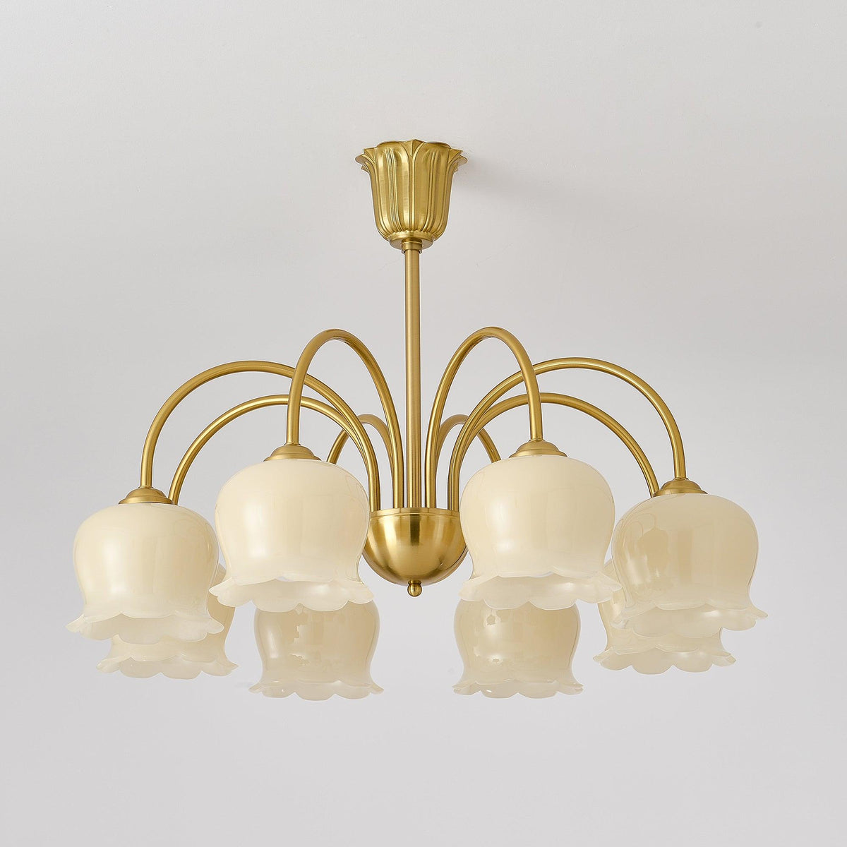 Orchids Brass Chandelier – Modern Floral Pendant Light for Dining Room
